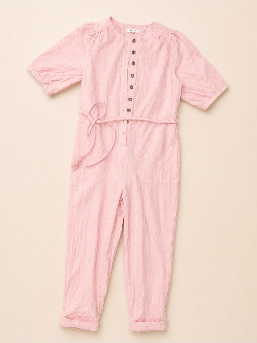 MADEWELL Linen Light Pink Button-Front Jumpsuit